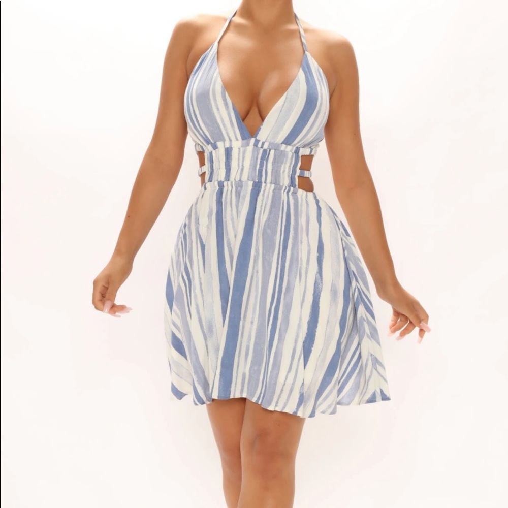 Catalina Island Striped Mini Dress - Blue/combo 🔥NEVER WORN🔥